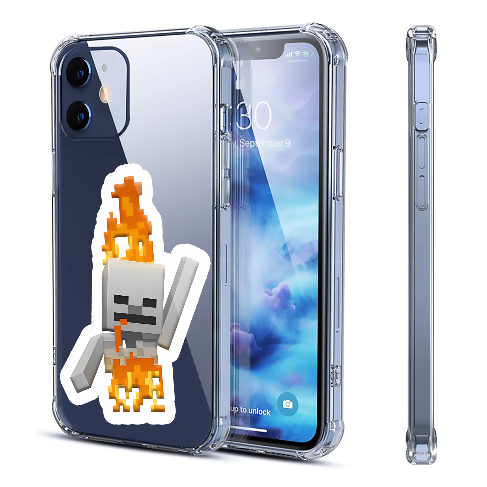 （画像用） マインクラフト ブロックの世界 Minecraft MC Block world 【iPhone 12シリーズ対応】透明スマホケース（クリアソフトケース）